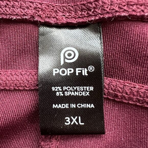 Pop Fit High‎ Waist Plus Size Leggings Size 3XL Burgundy Black Mesh - Picture 5 of 5
